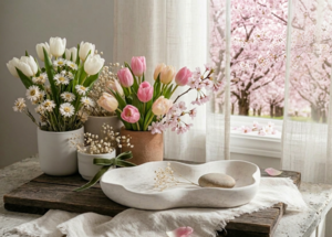 Χειροποίητος Γύψινος Διακοσμητικός Δίσκος. Brutalist Petal Φωτογραφία 2